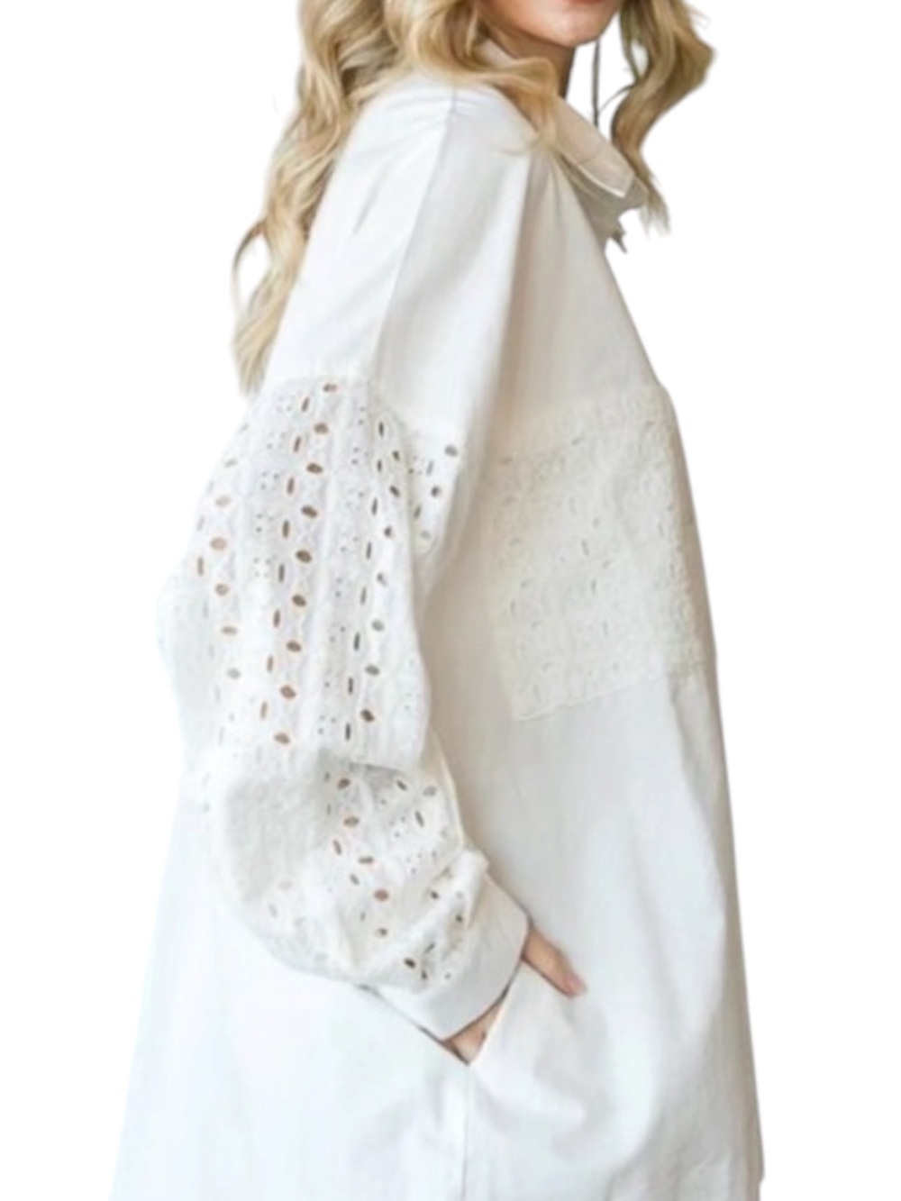 🌟Ollie + Halli M White Button Down Blouse OH001 - Picture 3 of 4